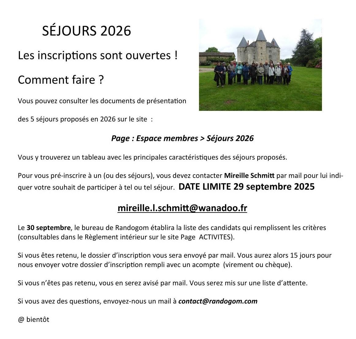 Newsletter 3 septembre 2025 sejours 1